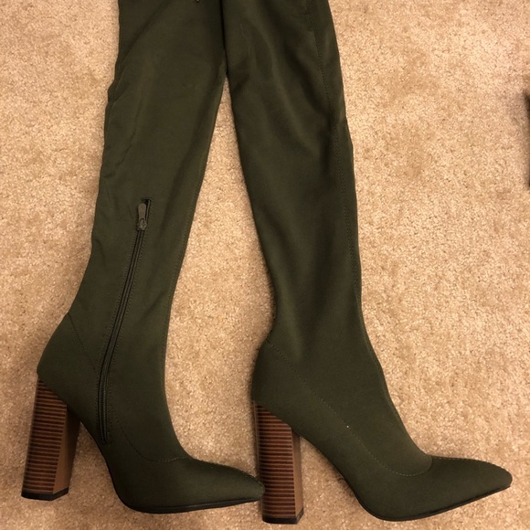 Over the knee army green boots - Picture 2 of 3